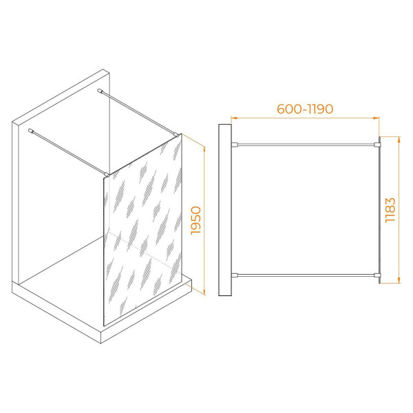 Душевое ограждение RGW Walk In WA-016-Gb 120x195 стекло прозрачное, профиль золото браш (35101612-16)