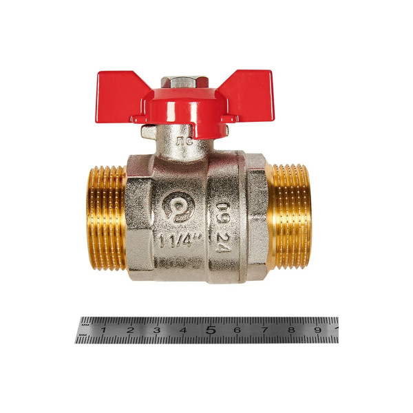 Кран 1 1/4" НН шаровый Rommer (ГОСТ, красная бабочка) RBV-0007-2410232 Кран 1 1/4" НН шаровый Rommer (ГОСТ, красная бабочка) RBV-0007-2410232
