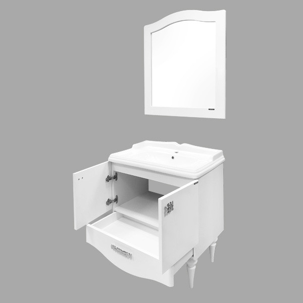 Тумба напольная Comforty Монако 800x850x490 белый глянцевый с раковиной (00-00001488)