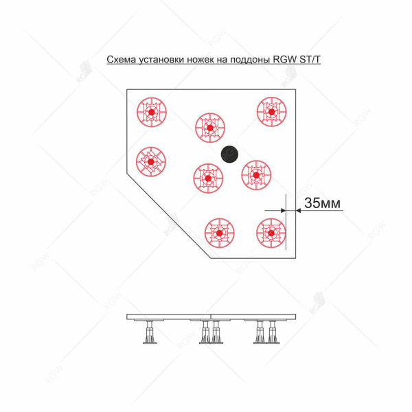 Ножки для поддона RGW N-01 (10) W (03230111-01)