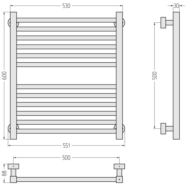 Полотенцесушитель водяной Сунержа Модус PRO 600x500 золото (03-0450-6050)