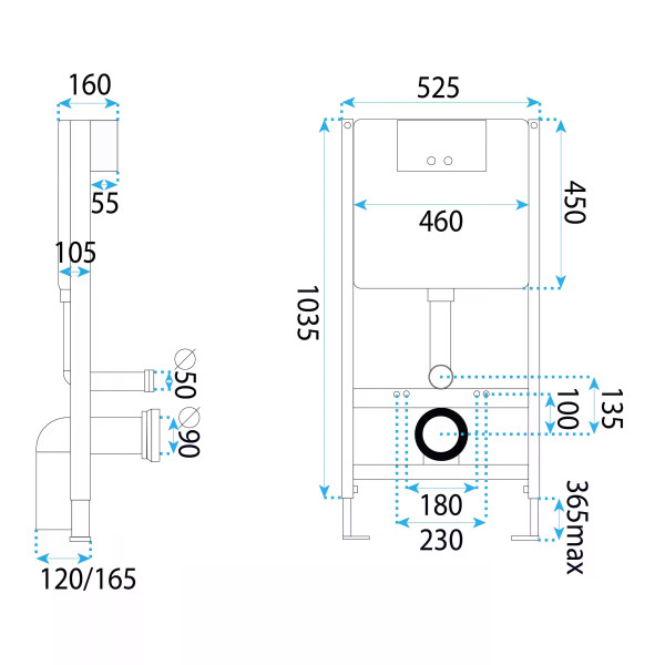 Инсталляция для подвесного унитаза Rea с клавишей Gold Mat (KPL-E0055)