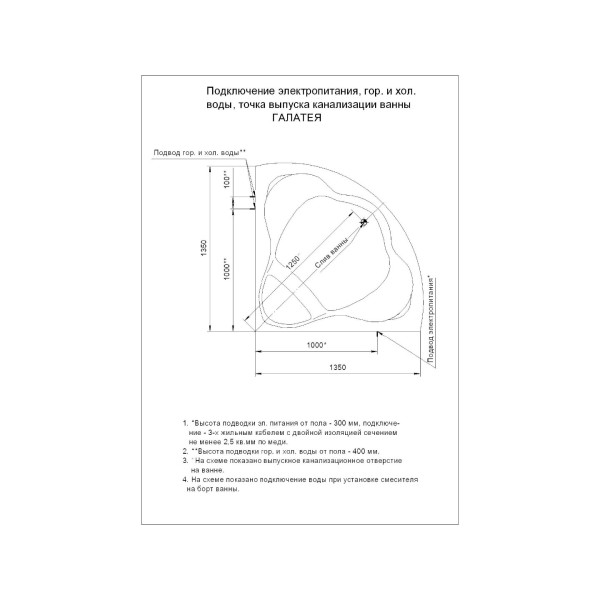 Ванна гидромассажная Акватек Галатея 135х135 НМ (пневматика)