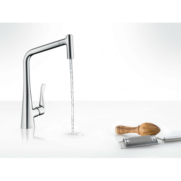 Смеситель для кухни Hansgrohe Metris с выдвижным изливом хром (14820000) Смеситель для кухни Hansgrohe Metris с выдвижным изливом хром (14820000)