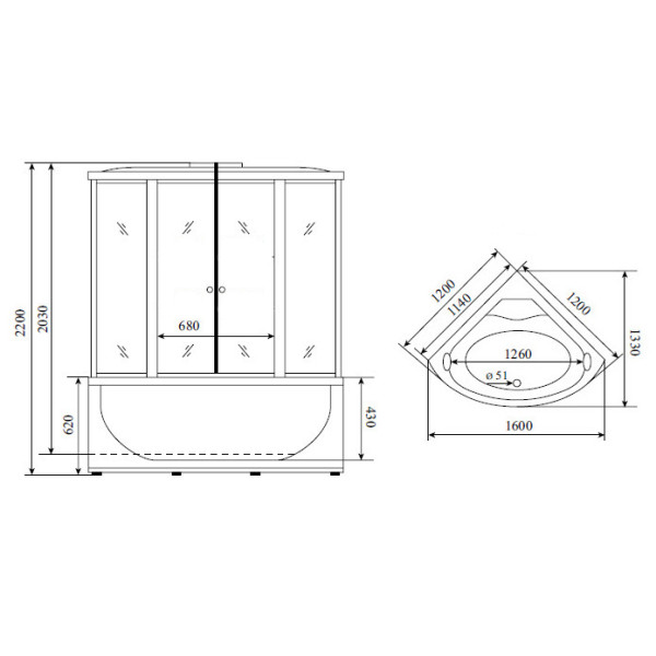 Душевая кабина Timo Standart T-6625 Silver Fabric 120x120x220 стекло матовое, профиль хром (T-6625SF)