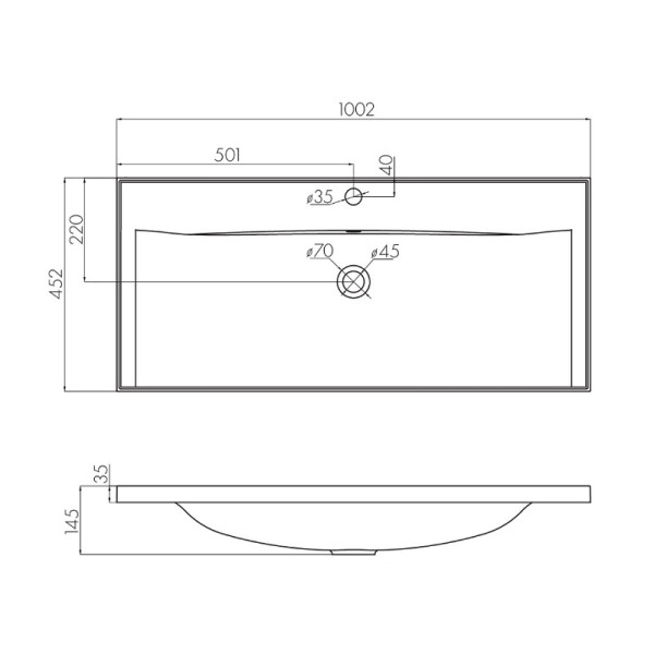 Раковина мебельная Aquaton Айрис 100x45x14,5 белая (1A723031AG010)