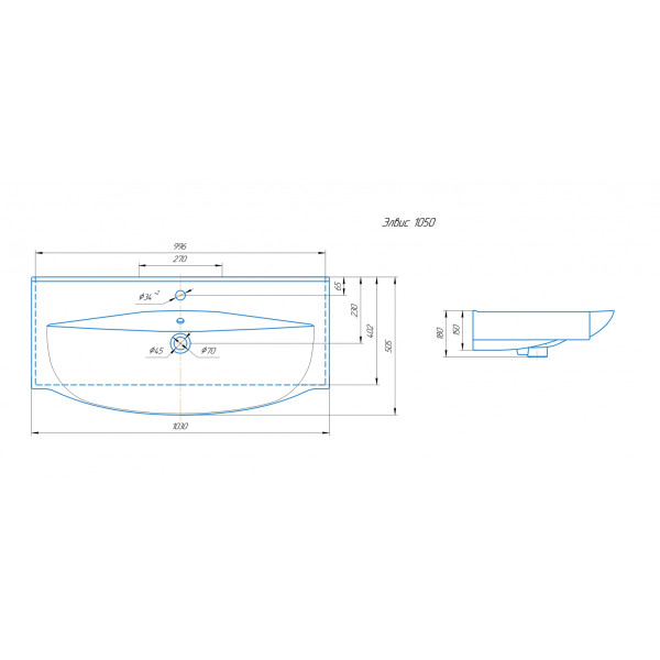 Раковина встраиваемая Кirovit Элвис 105