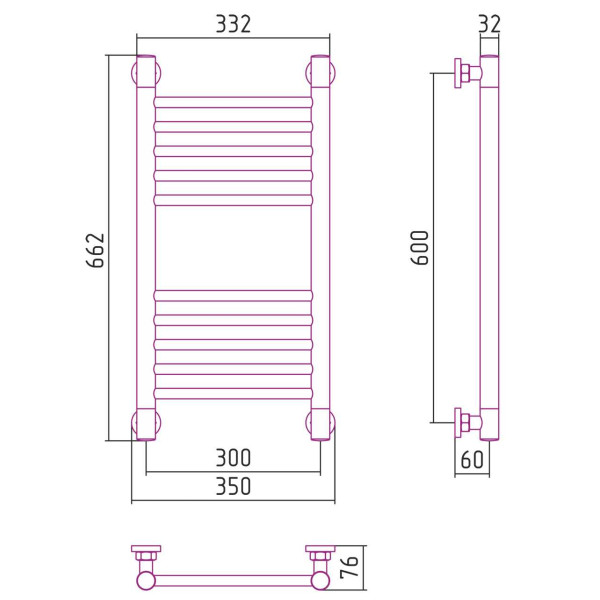 Полотенцесушитель водяной Сунержа Богема+ прямая 600х300 хром (00-0220-6030) Полотенцесушитель водяной Сунержа Богема+ прямая 600х300 хром (00-0220-6030)