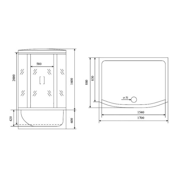 Душевая кабина Timo T-6670 Silver 170x88x220 стекло прозрачное, профиль хром (T-6670 S)