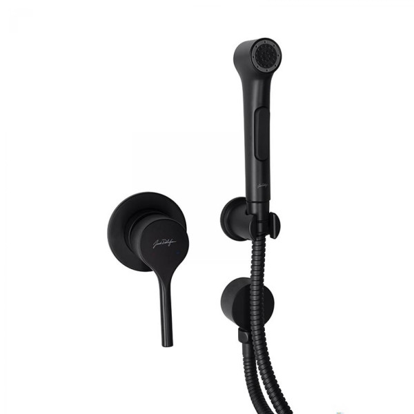 Смеситель с гигиеническим душем Jacob Delafon Elate с донным клапаном черный (E24610-BL)