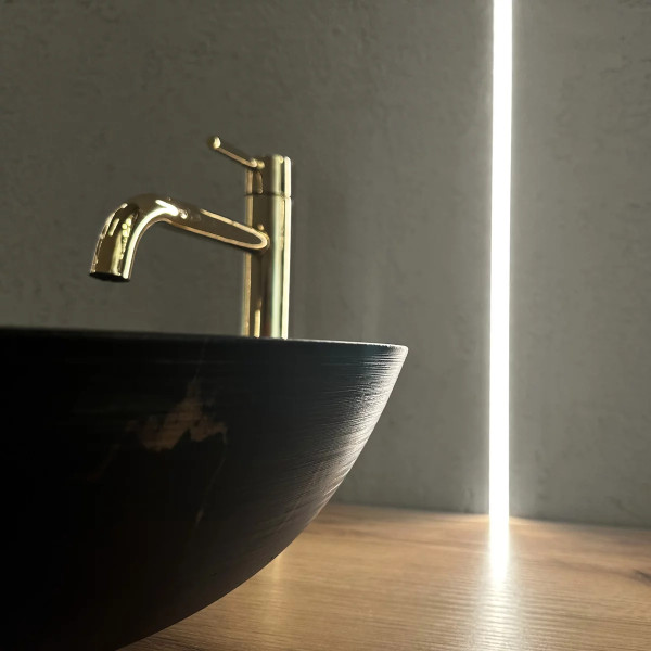 Раковина накладная REA Stella black marble Brush 35,5x35,5x13,5 мрамор (REA-U9086)