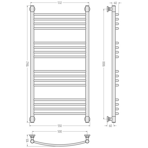 Полотенцесушитель водяной Сунержа Богема + 1000x500 матовый черный (31-0221-1050) Полотенцесушитель водяной Сунержа Богема + 1000x500 матовый черный (31-0221-1050)
