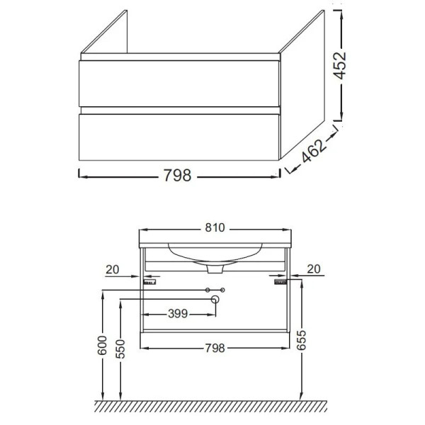 Тумба подвесная Jacob Delafon Madeleine 80 черный матовый (EB2053-J53)