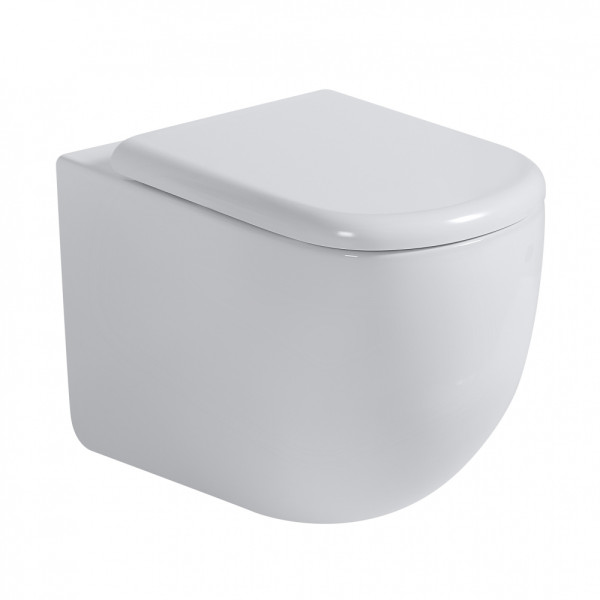 Унитаз напольный Abber Bequem приставной безободковый, смыв торнадо белый (AC1135T)