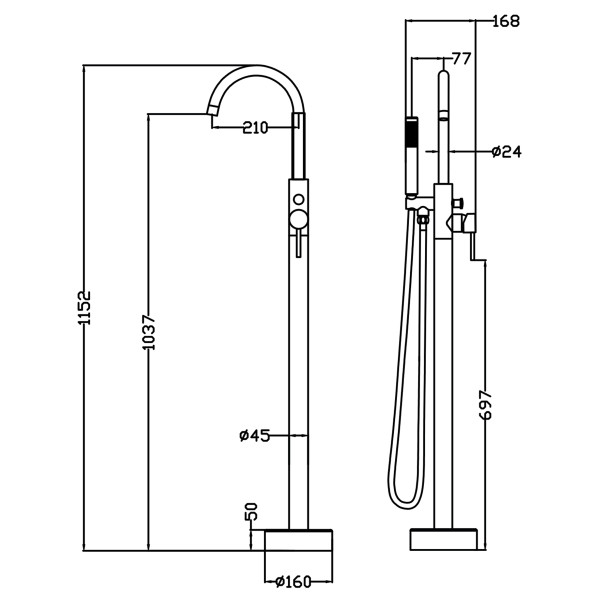 Смеситель напольный Swedbe Spira черный (4000B) Смеситель напольный Swedbe Spira черный (4000B)