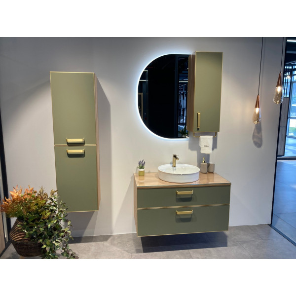 Тумба подвесная Orka Salerno 960x500x520 зеленый матовый, светлое дерево (3008781)