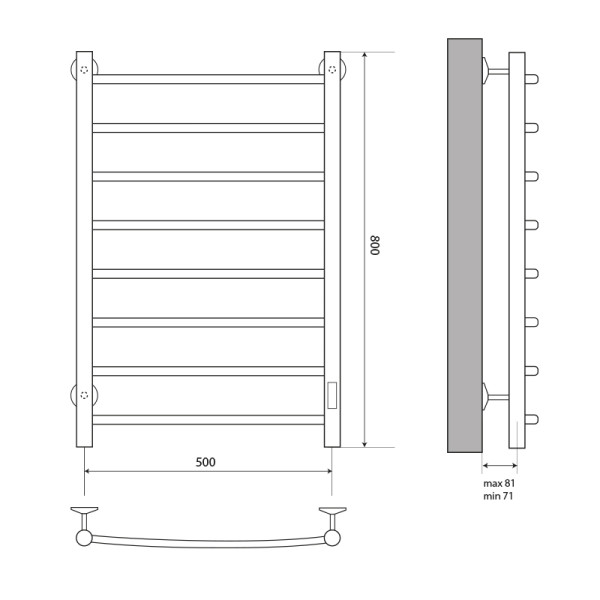 Полотенцесушитель электрический Melodia Country Electro Ferrum 500х800 П8_4x4 cухой ТЭН 115Вт встр.диммер черный (MTRСEF5080bk) Полотенцесушитель электрический Melodia Country Electro Ferrum 500х800 П8_4x4 cухой ТЭН 115Вт встр.диммер черный (MTRСEF5080bk)