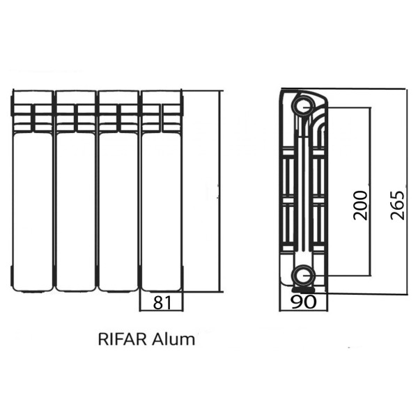 Радиатор алюминиевый Rifar Alum 200 (6 секций) (RA20006)