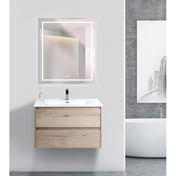 Зеркало BelBagno 700x32x800 в алюминиевой раме со встроенным светильником сенсорным выключателем и подогревом (SPC-KRAFT-700-800-LED-TCH-WARM)