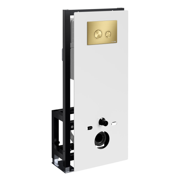 Инсталляция для унитаза WasserKRAFT Glan с клавишей смыва матовое золото (66TLT.010.ME.WH.MG01)