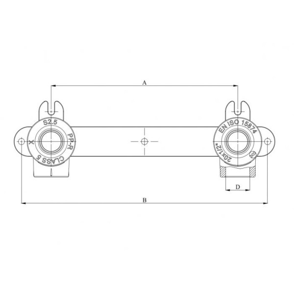 Водорозетка двойная на планке Heisskraft PP-R 20x1/2" (3202020)