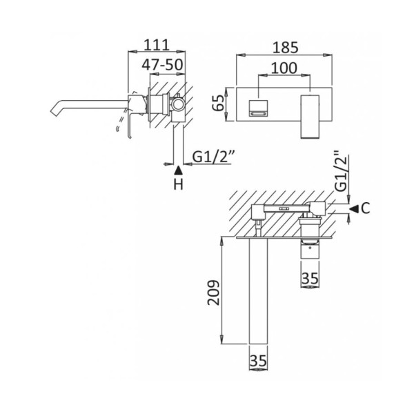 Смеситель для раковины Cezares Porta (PORTA-BLI-BIO)