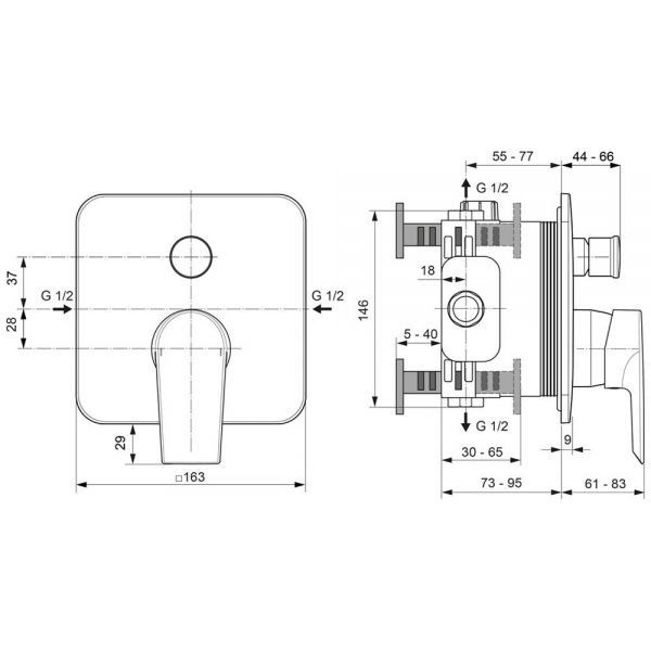 Смеситель для ванны и душа Ideal Standard Tesi внешняя часть (A6586AA)