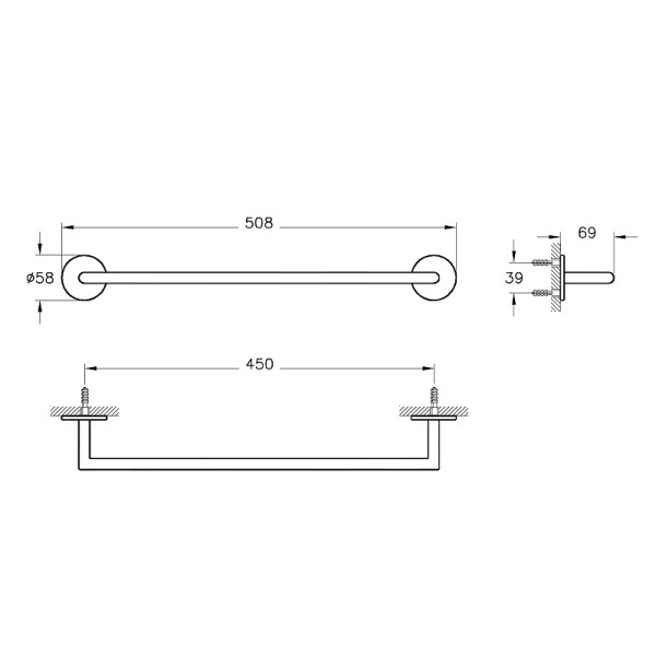 Держатель полотенец Vitra Origin черный матовый (A4488636)