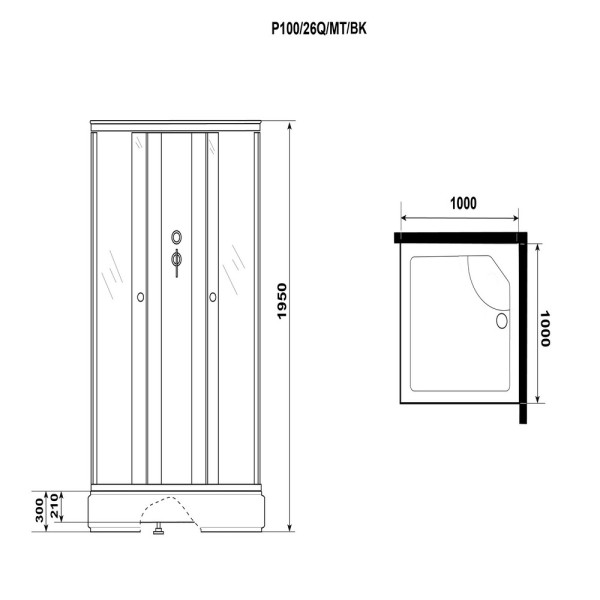 Душевая кабина Promo 80x80 стекло матовое, профиль белый (P80/26Q/MT/BK)