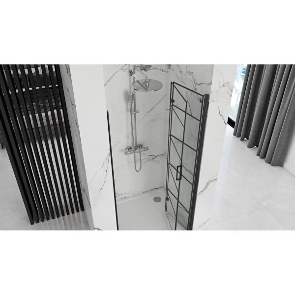 Душевая дверь Rea Molier 90x190 Black стекло прозрачное, профиль черный (REA-K8538+K6395)