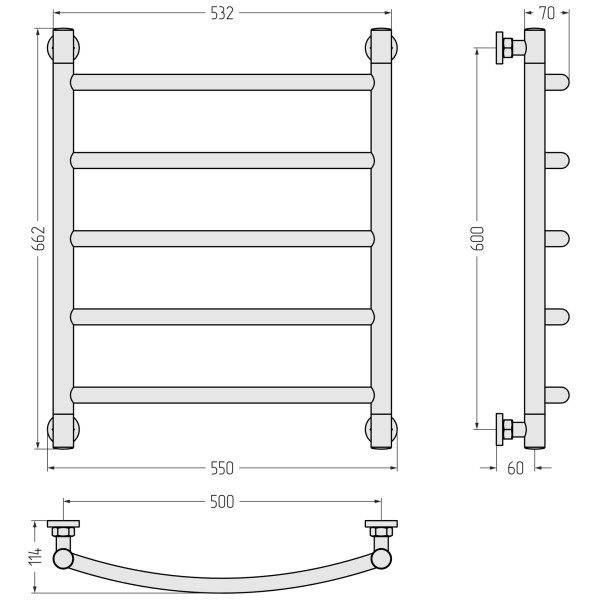 Полотенцесушитель водяной Сунержа Галант 600x500 матовый белый (30-0200-6050)