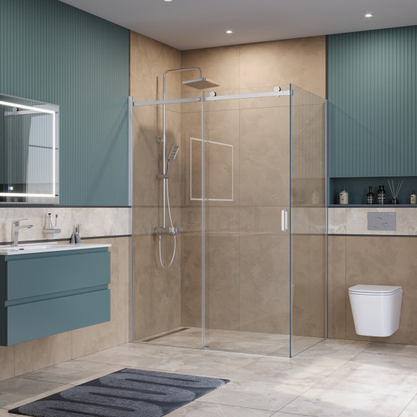 Душевой уголок BelBagno Soft Close-2 140x100x200 стекло прозрачное, профиль хром глянцевый (SOFT_CLOSE-2-AH-1-140/100-C-Cr)