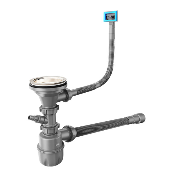 Сифон Iddis 40x3 1/2" бутылочный Iddis с выпуском переливом отводом и гофротрубой Optima Home (900CVG1P10VD)