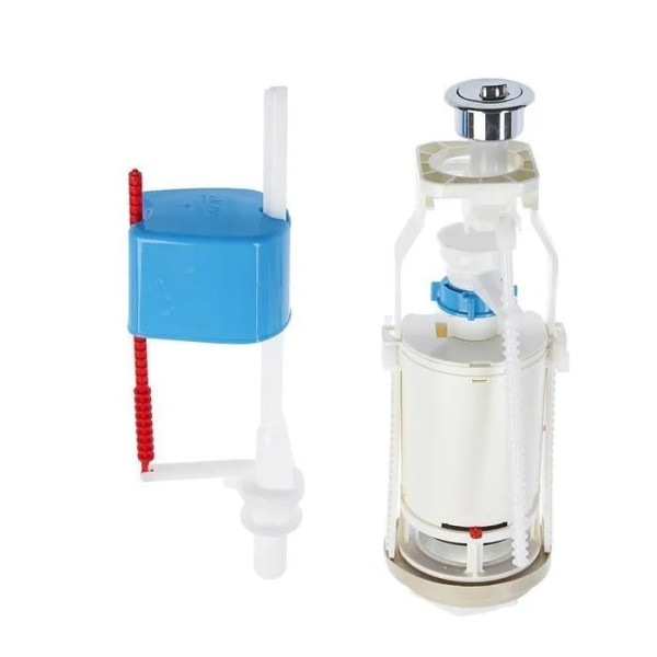 Арматура для смывного бачка АНИ (нижний подвод 1/2" (пластик), 2-уровня, кнопка пласт. хром эконом) АНИ пласт (WC3550C)