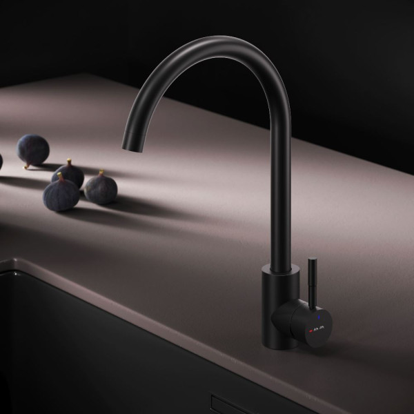 Смеситель для кухни AM.PM X-Joy S с С-изливом черный (F85B07122) Смеситель для кухни AM.PM X-Joy S с С-изливом черный (F85B07122)