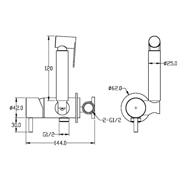 Смеситель с гигиеническим душем Boheme Uno золото матовое (467-MG)