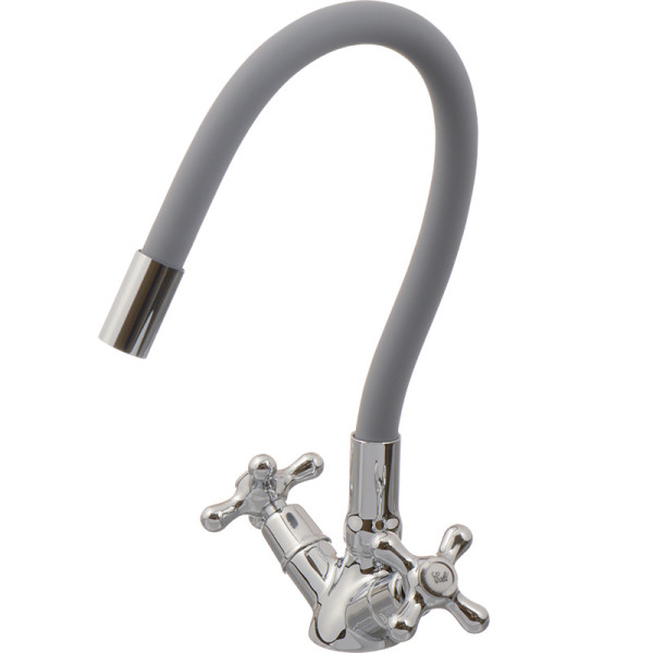 Смеситель для кухни Ex-promt Cross с гибким изливом, хром (Ex102.2-01 gray)