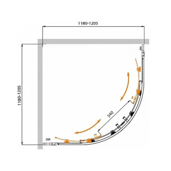 Душевой уголок Cezares Molveno 120x120x195 стекло матовое, профиль хром (MOLVENO-R-22-100+20-P-Cr)