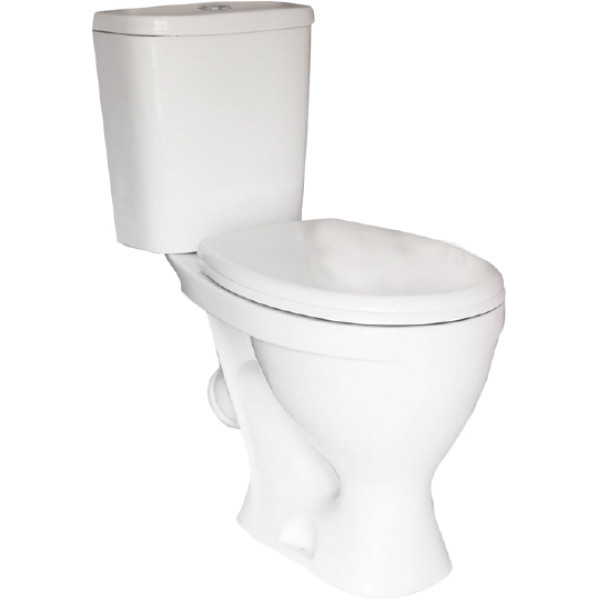 Унитаз-компакт Sanita Формат стандарт 612х348х755 с сиденьем полипропилен, косой выпуск Унитаз-компакт Sanita Формат стандарт 612х348х755 с сиденьем полипропилен, косой выпуск