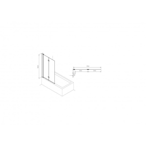 Душевая шторка для ванны Roca Capital 115x140 стекло прозрачное, профиль хром (7.M411.1.512.M)