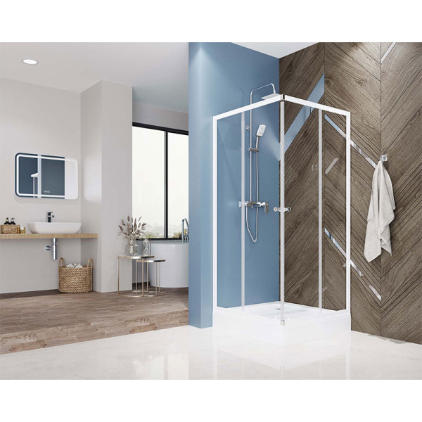 Душевой уголок Melodia Cube 90х90х190 стекло мат.4мм, бел.профиль (MCNCB9090MWt)