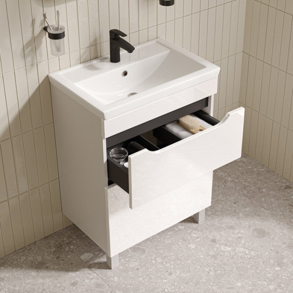 Тумба с умывальником напольная Iddis Ray 60 см белый подходит умыв. 4076000i28 (RAY60WFi95K)