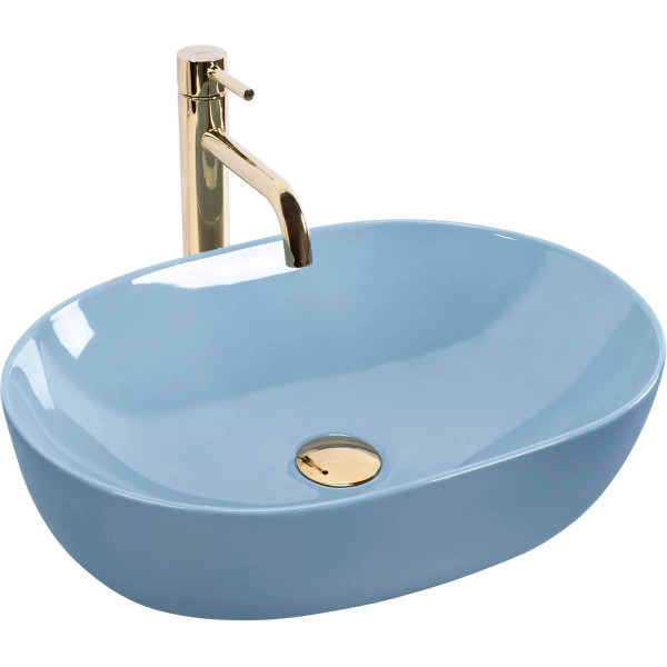 Раковина накладная REA Lisa L.blue shiny 49x35x14 голубая (REA-U6620)