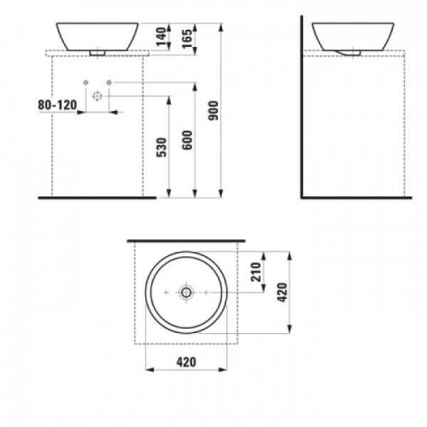 Раковина накладная Laufen Pro 42х42 (8.1296.2.000.109.1)