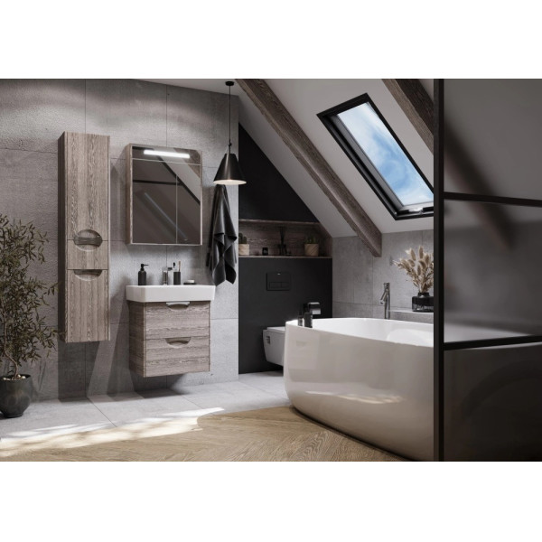 Шкаф зеркальный Aquaton Сильва 60 Дуб Фьорд (1A216202SIW60)