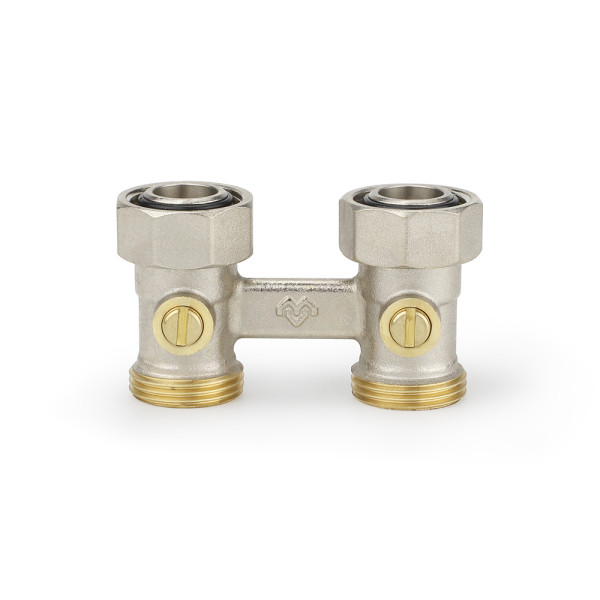 Фитинг двойной со встроенным шаровым краном Varmega 3/4"(18)ЕКх3/4"(18)ЕК (VM14111)