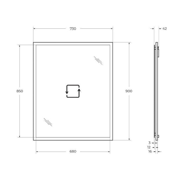 Зеркало с подсветкой Cezares Tiffany 73x90 Nero Grafite (45044)