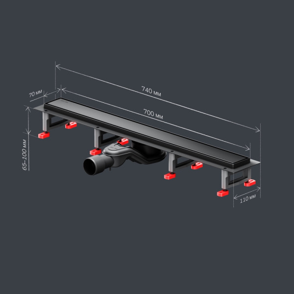 Душевой лоток AM.PM MasterFlow линейный универс затвор Tile 70 см черн мат (W01SC-U11-070-04BM)