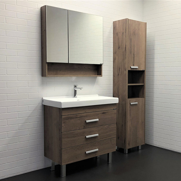 Тумба подвесная с раковиной Comforty Никосия 800x455x860 дуб темный (00-00007621)