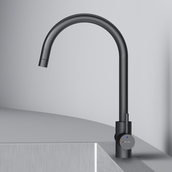 Смеситель для кухни AM.PM X-Joy S с С-изливом с каналом для питьевой воды черный (F85B07722)